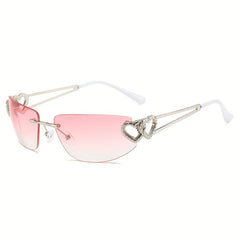 Y2K Rimless Sunglasses Oval Gradient UV400 Sun Shades