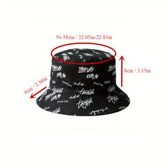 Letter Printed Bucket Hats For Men Women Double-sided Fisherman Cap