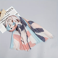 Boho Geometric Print Scarf Hijab Vintage Block Shawl Casual Head Wrap
