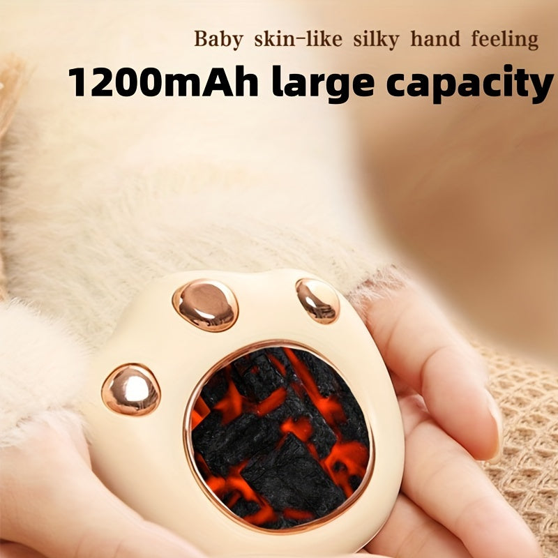 Portable Mini Cat Paw Hand Warmer USB Rechargeable 1200mAh Capacity