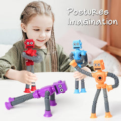 8pcs Stretchy Robot Toys Telescopic Arms Yellow Red Purple Sensory