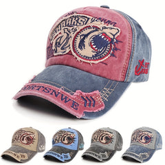 Casual Cotton Baseball Cap with Shark Embroidery