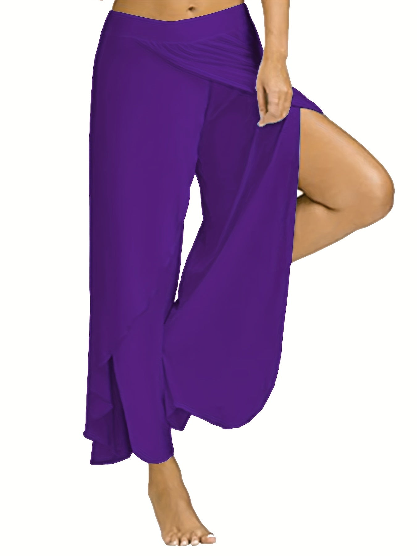 Solid Split Pants Sexy High Waist Long Length Pants Women's Clothing