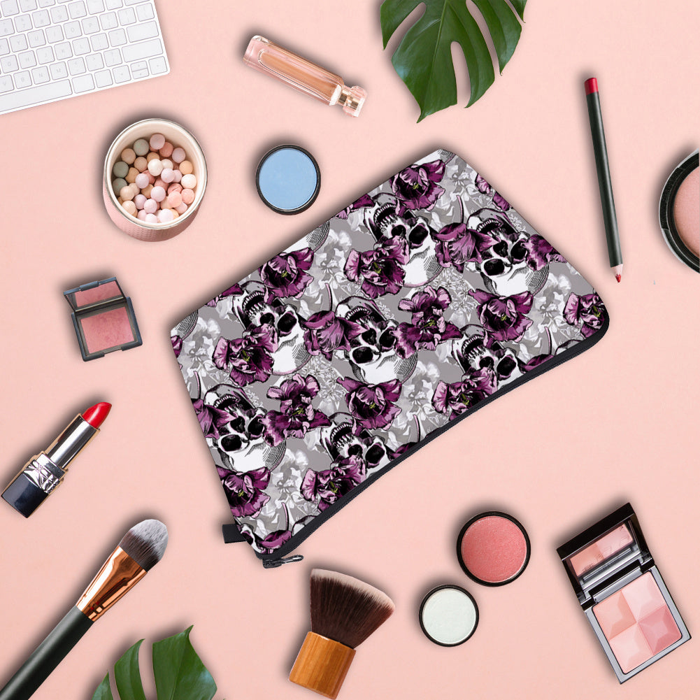 Purple Floral Gothic Makeup Bag and Skull Mini Bag