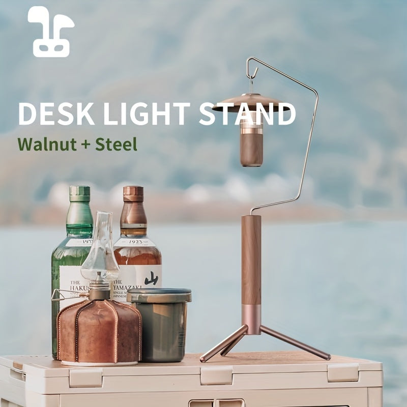 Solid Wood Lamp Holder Foldable Desk Light Rack (Light Not Included)