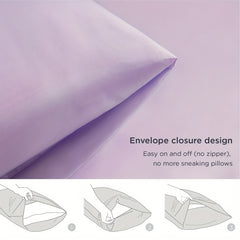 2pcs 20x30 Inches Lavender Satin Silk Pillowcase Set Soft and Breathable