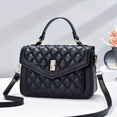 Argyle Quilted Crossbody Bag Women's Shoulder Purse With Turn Lock