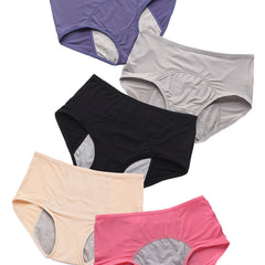 5 Pack Plus Size Leak Proof High Rise Briefs Set
