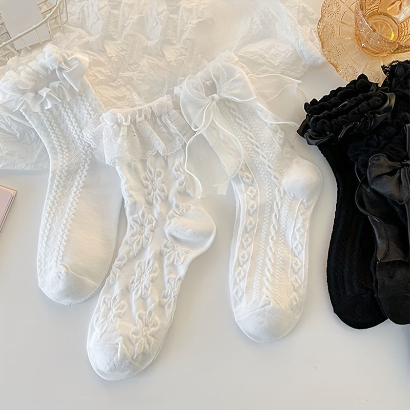 6 Pairs Ruffle Lolita Socks Women's Stockings Hosiery