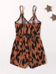 Leopard Print Cami Rompers Jumpsuits for Toddler Girls