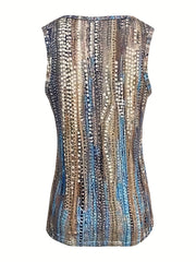 Summer Allover Print V Neck Tank Top for Women