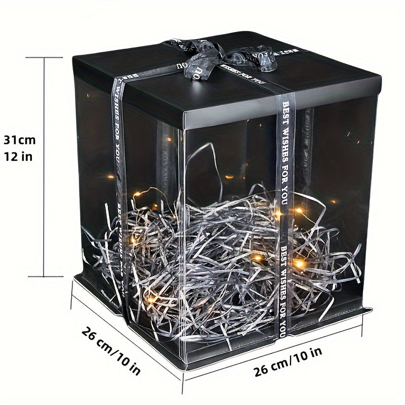 Transparent Large Gift Wrapping Box w/ Lights for Celebration