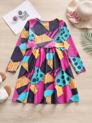 Girls Creative Pattern Long Sleeve Dress Spring Fall
