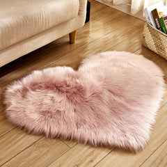 Heart Shaped Plush Wool Carpet for Living Room & Bedroom Decor