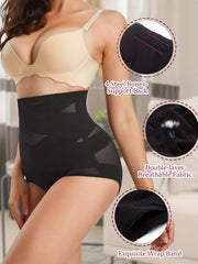 Mesh Contrast Shaping Panties High Waist Tummy Control Slimming Panties