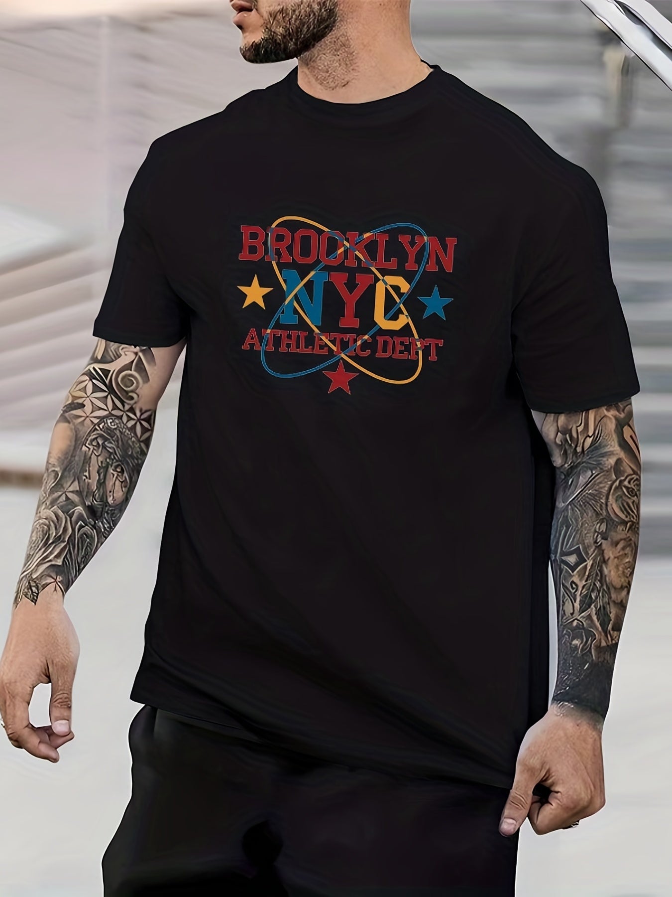 Vintage Shoe With Wings Print Men's Graphic Crew Neck Active T shirt