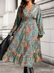 Paisley Print Maxi Dress with Ruffle Trim