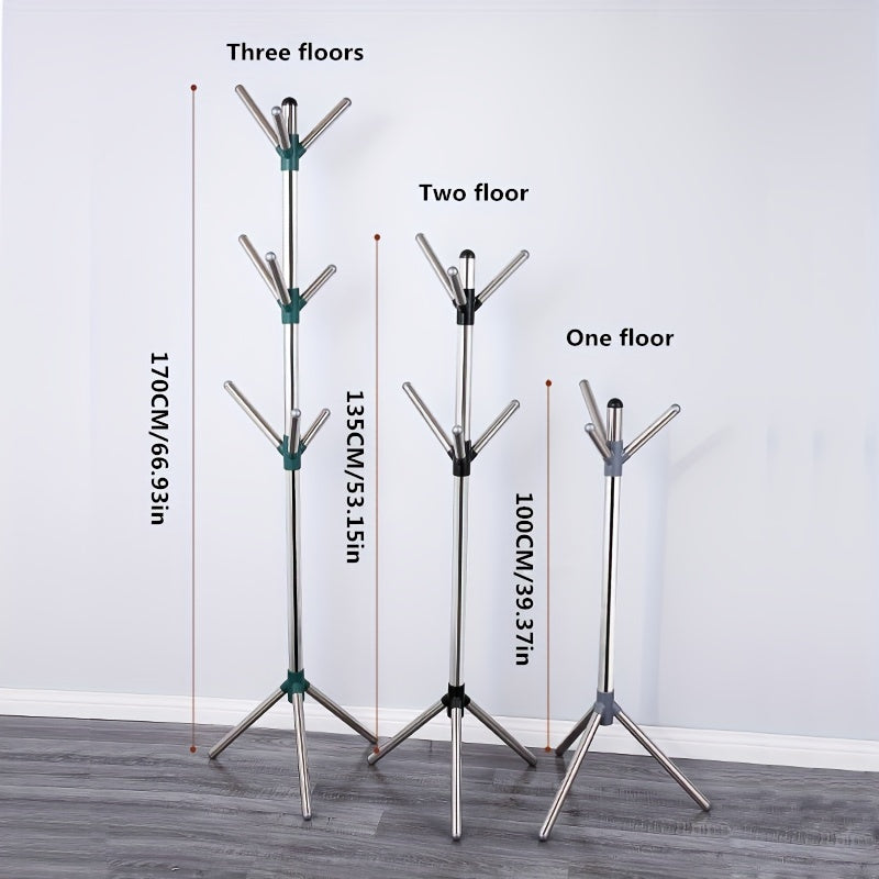 Stainless Steel Coat Rack Floor standing Clothes Hanger