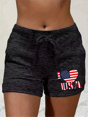 Print Drawstring Casual Shorts for Women