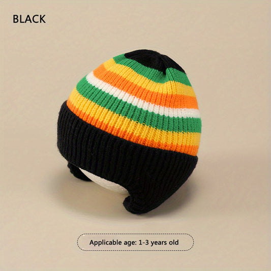 Autumn Winter Rainbow Jacquard Knitted Hat for 1-3 Years Old