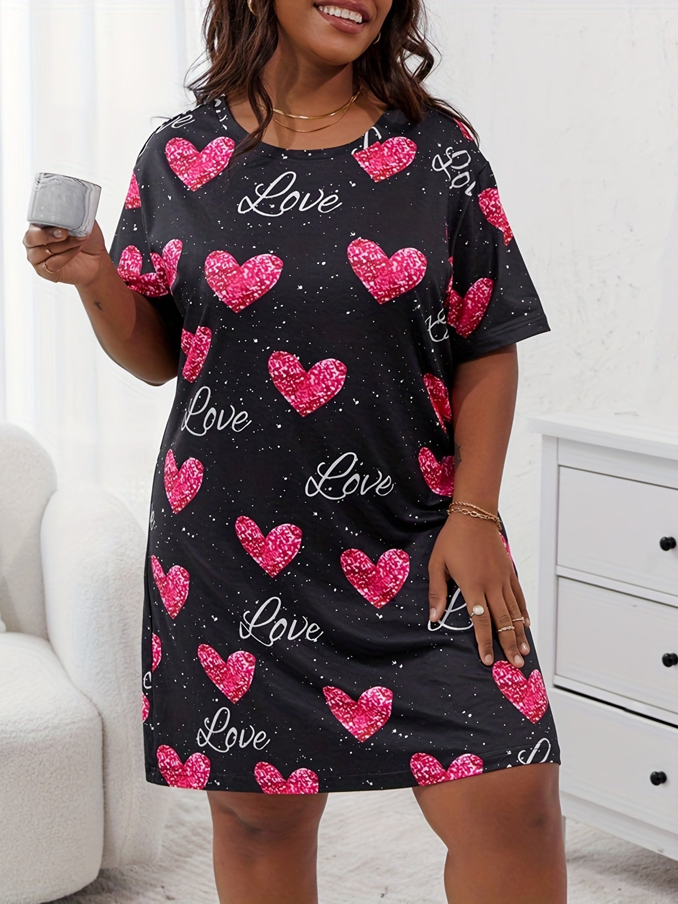 Camo Print Short Sleeve Comfort Sleep Dress