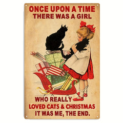 Metal Tin Sign A Girl Loves Dogs Cats Christmas Retro Poster