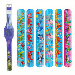 Kids Digital Watch Set with Glow Silicone Strap - 6 Snap Rings Included