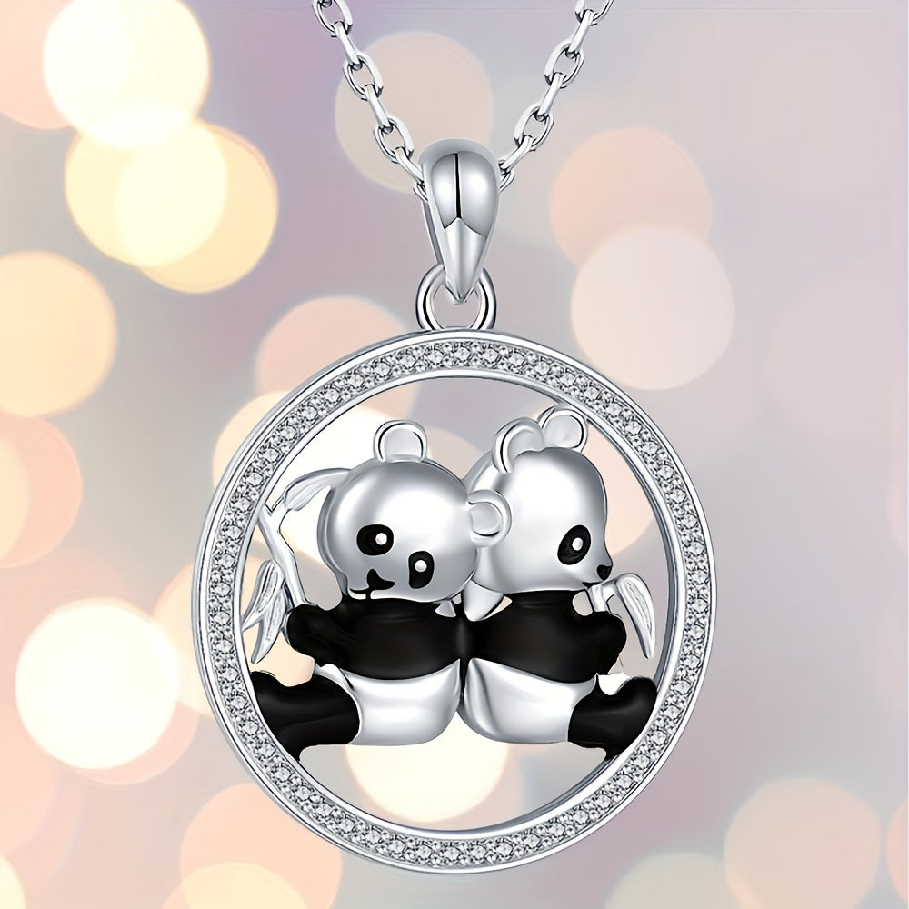 Panda Pendant Necklace Gemstones Clavicle Chain Jewelry Gift Men