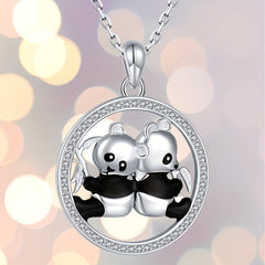 Panda Pendant Necklace Gemstones Clavicle Chain Jewelry Gift Men