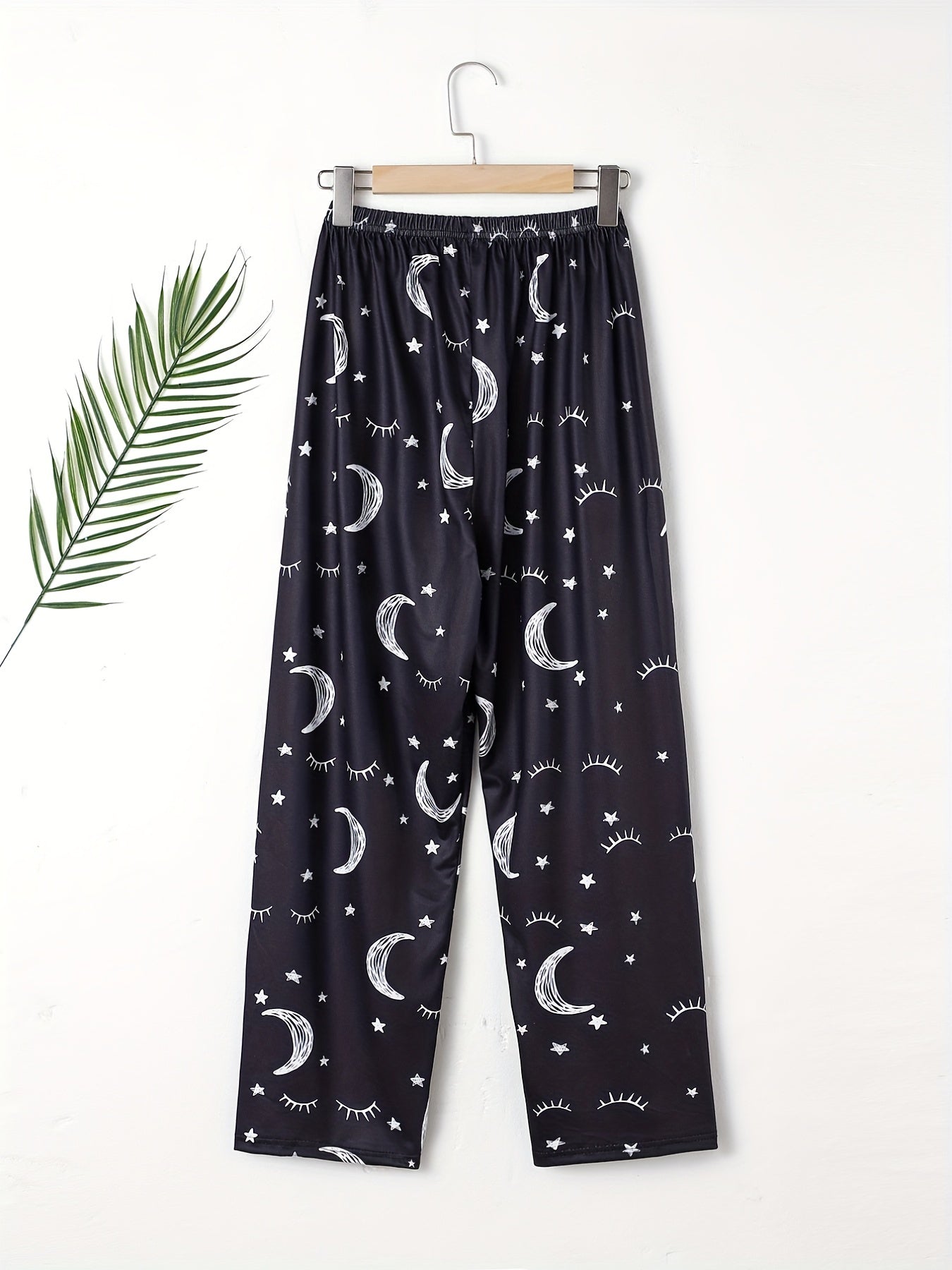 Moon & Star Print Sleep Bottom Cozy Long Pants Women's Loungewear