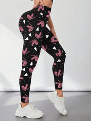 Heart Print Yoga Tight Pants Stretchy Fitness Leggings