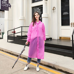 Portable Reusable Rain Poncho with Hood and Elastic Cuff Sleeves