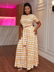 Plaid Print Knot Front 2pcs Set
