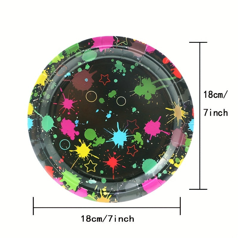 Neon Party Plates Dress Up Happy Birthday Party Supplies 20pcs Plates
