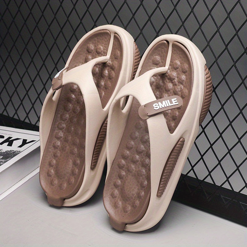Men's Platform Thong Sandals Casual Smile Detail Non Slip Flip flops