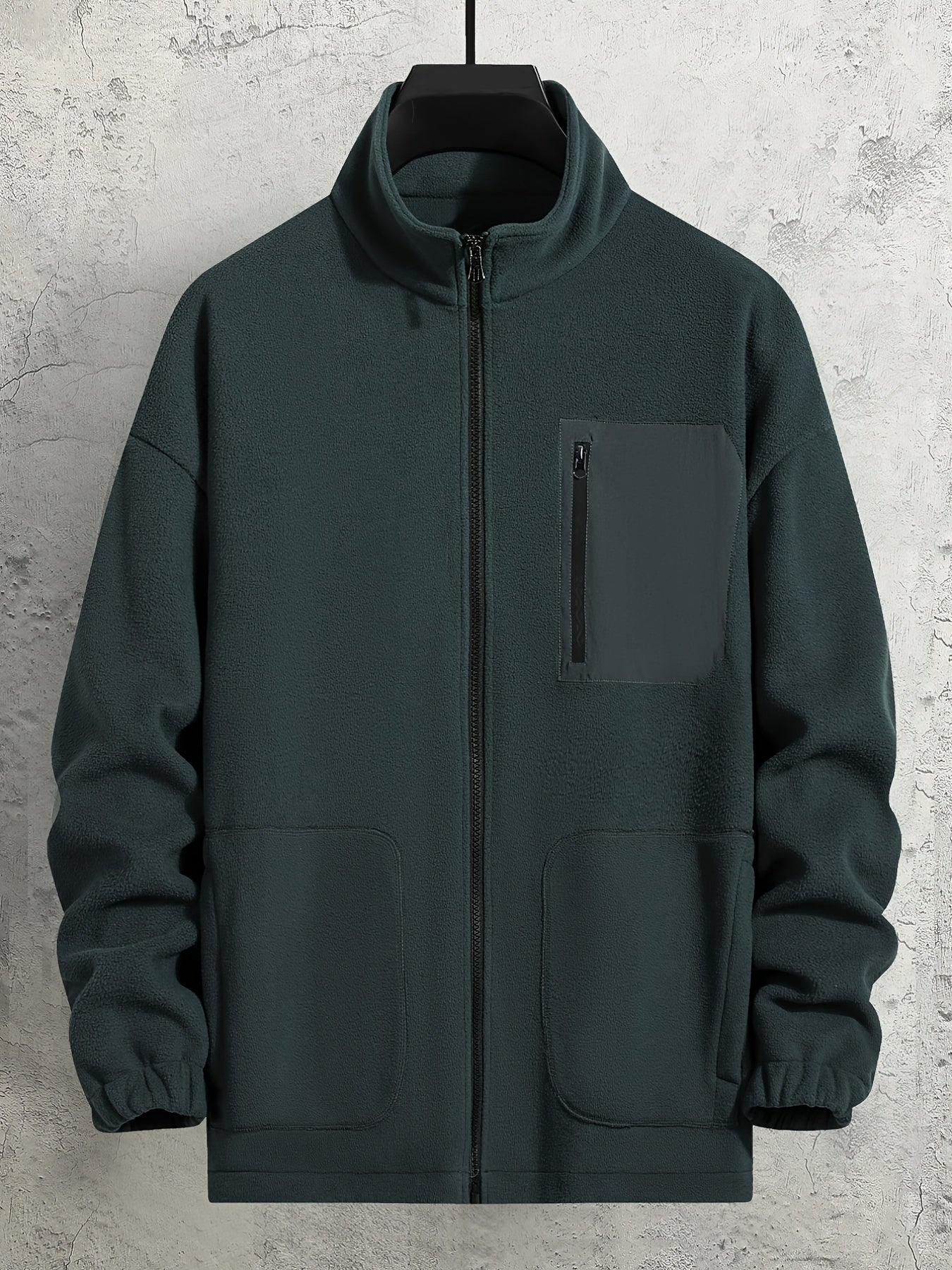 Men's Grey Polar Fleece Collar Jacket KJ010