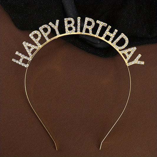 Birthday Rhinestone Letter Hair Hoop Princess Hair Accessories