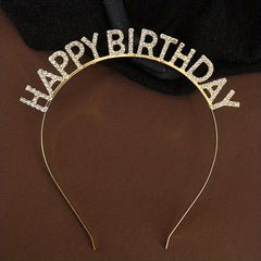 Birthday Rhinestone Letter Hair Hoop Princess Hair Accessories