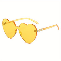 Y2K Heart One piece Sunglasses Rhinestone Decor Glasses UV400