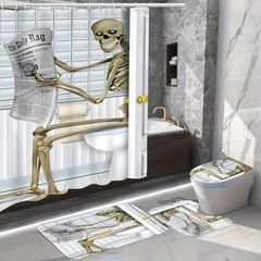 5pcs Skull Halloween Shower Curtain Set with 12 Hooks