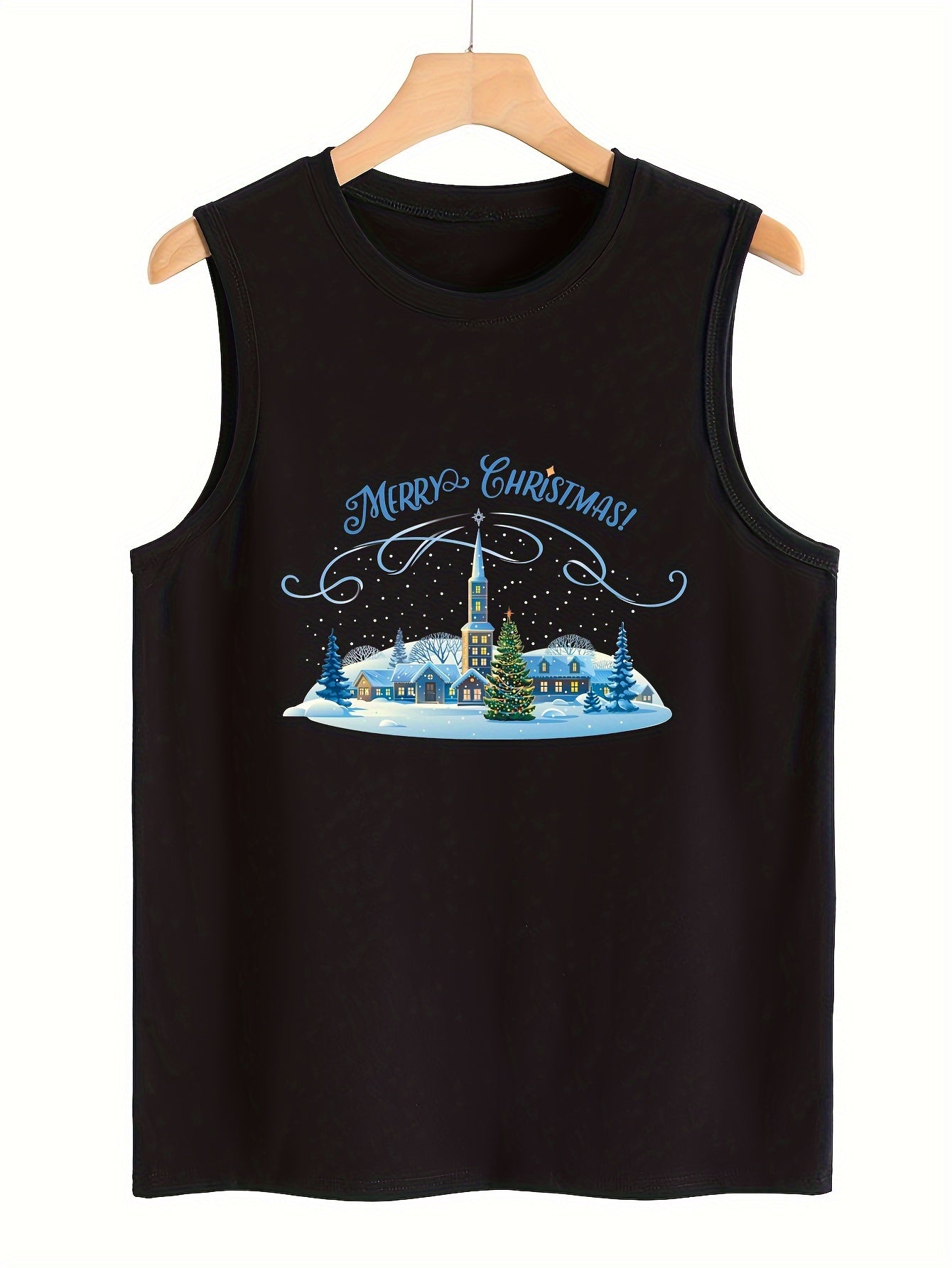 Christmas House & Trees Pattern Stretchy Sports Vest Women's Activewear