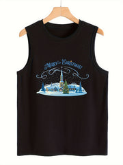 Christmas House & Trees Pattern Stretchy Sports Vest Women's Activewear