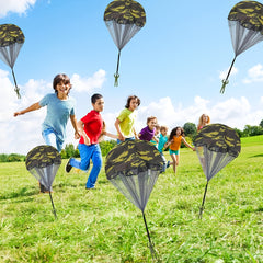Green Toy Soldiers Action Fig Parachute Jump Outdoor Play