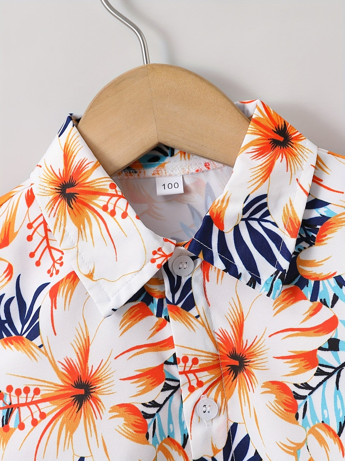 Boys Leaves Print Shirt For Beach Vacation