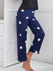 Polka Dot Print Pajamas Pants Elastic Waistband Women's Sleepwear