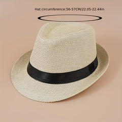 Vintage Straw Sun Hat Lightweight Travel Trilby Hats