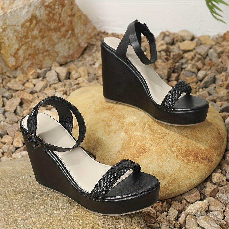 Women's Platform Wedge Sandals Open Toe Ankle Strap Heels Slingback