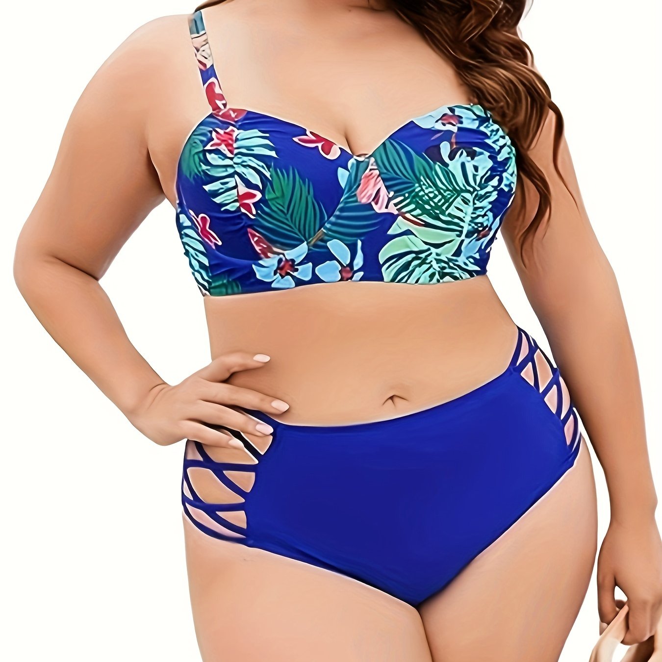 Tropical Print Push Up Bikini Set