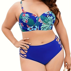 Tropical Print Push Up Bikini Set