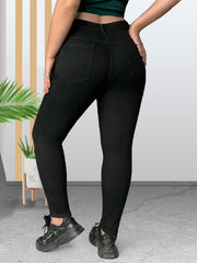 Solid Ripped High Rise Skinny Jeans